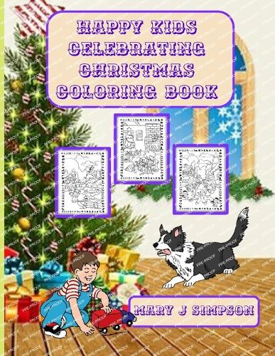 Happy Kids Celebrating Christmas Coloring Book