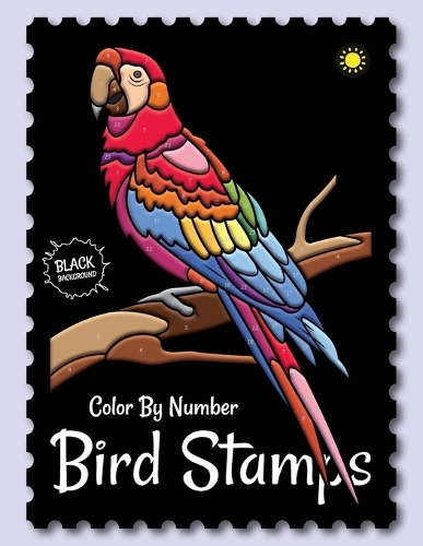 Birds Stamps Color By Number (Black Backgrounds)