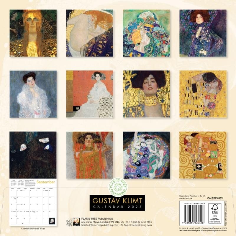 Gustav Klimt Wall Calendar 2025 (Art Calendar) by Flame Tree Studio