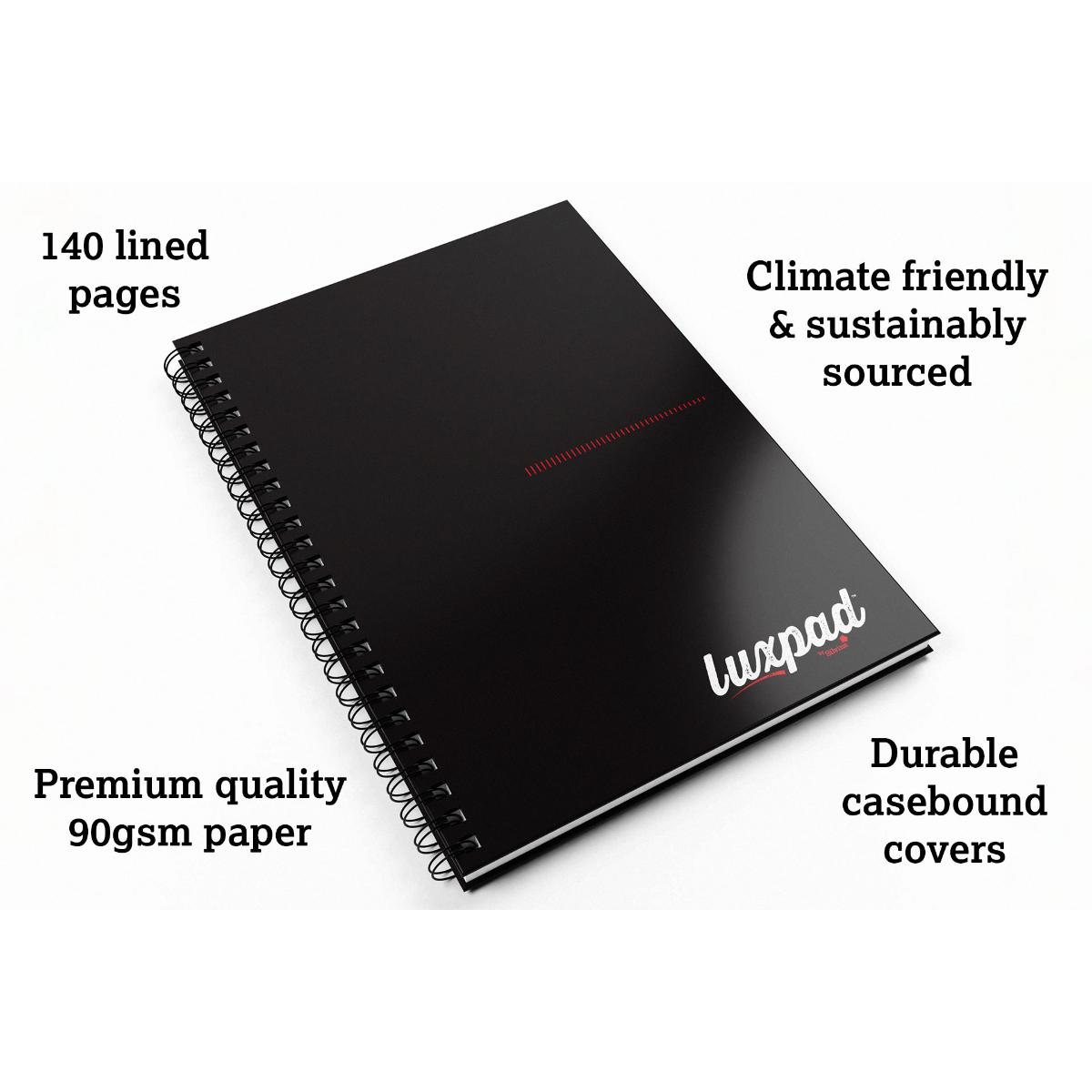 Luxpad A5 Hardback Wirebound Notebook - Lined