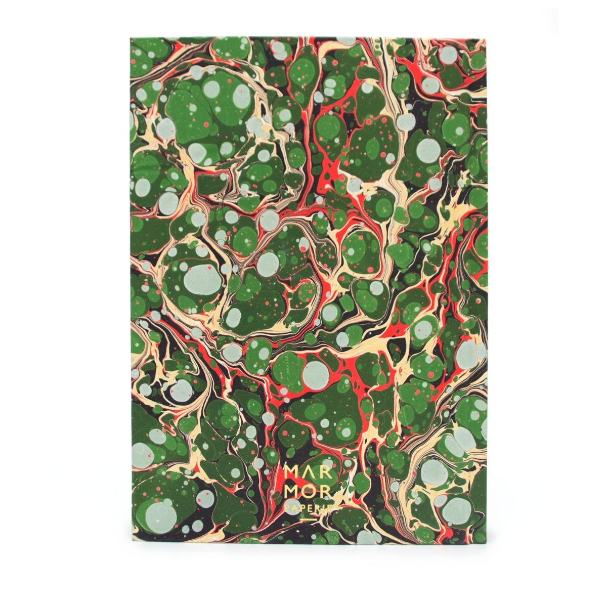 Marmor A5 Lined Notebook Green and Coral