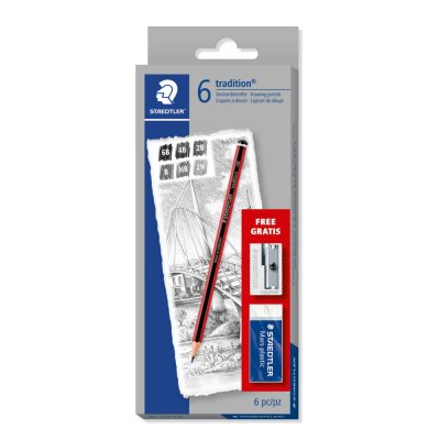 110 Tradition Mixed Pencil Set Of 6, 1 Eraser & 1 Sharpener