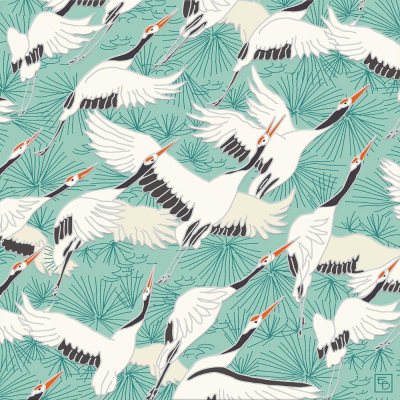 Cranes On Blue Greeting Card